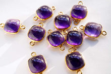 画像をギャラリービューアに読み込む, (No.1-3)宝石質 天然石 銀製K18GP ダブルリング コネクター ホワイトラブラドライト アメシスト