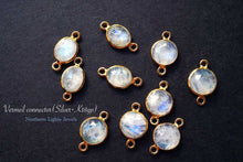 画像をギャラリービューアに読み込む, (No.1-3)宝石質 天然石 銀製K18GP ダブルリング コネクター ホワイトラブラドライト アメシスト