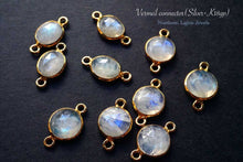 画像をギャラリービューアに読み込む, (No.1-3)宝石質 天然石 銀製K18GP ダブルリング コネクター ホワイトラブラドライト アメシスト