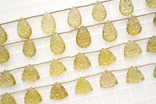 画像をギャラリービューアに読み込む, (A/B,2pc/1連)高品質 オリーブクォーツ フラワーカービング お花