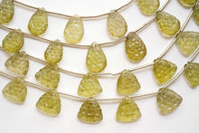 画像をギャラリービューアに読み込む, (A/B,2pc/1連)高品質 オリーブクォーツ フラワーカービング お花