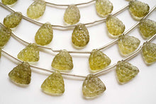 画像をギャラリービューアに読み込む, (A/B,2pc/1連)高品質 オリーブクォーツ フラワーカービング お花