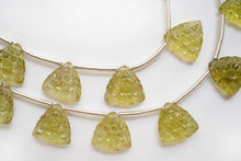 画像をギャラリービューアに読み込む, (A/B,2pc/1連)高品質 オリーブクォーツ フラワーカービング お花