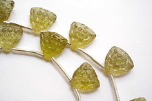 画像をギャラリービューアに読み込む, (A/B,2pc/1連)高品質 オリーブクォーツ フラワーカービング お花