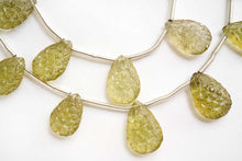 画像をギャラリービューアに読み込む, (A/B,2pc/1連)高品質 オリーブクォーツ フラワーカービング お花