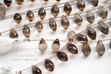 Load image into Gallery viewer, (半連/1連)高品質 スモーキークォーツ ポインテッドドロップ マイクロカット