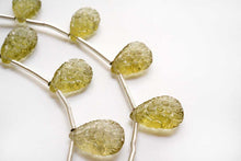 画像をギャラリービューアに読み込む, (A/B,2pc/1連)高品質 オリーブクォーツ フラワーカービング お花