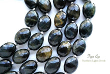 Load image into Gallery viewer, (半連/1連)上質 マイクロカット ブラック タイガーアイ ファセット オーバル