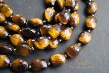 画像をギャラリービューアに読み込む, (半連/1連)上質 マイクロカット イエロー タイガーアイ ファセット オーバル