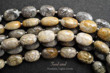 画像をギャラリービューアに読み込む, (半連/1連)上質 フォシルコーラル 珊瑚 化石 ファセット オーバル マイクロカット