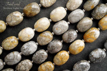 画像をギャラリービューアに読み込む, (半連/1連)上質 フォシルコーラル 珊瑚 化石 ファセット オーバル マイクロカット