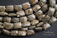 画像をギャラリービューアに読み込む, (半連/1連)上質 ツリテラ アゲート 巻き貝 化石 レクタングル チクレット マイクロカット