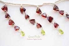 Load image into Gallery viewer, (2列10pc/1連50pc)宝石質 ガーネット ペリドット ダブルホール ルースカット トリリオン ペアシェイプ