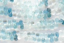 画像をギャラリービューアに読み込む, (1/4連,半連,1連)サンタマリアカラー アクアマリン ファセット ドロップ