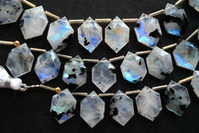 Load image into Gallery viewer, (2/10pc)宝石質 ホワイトラブラドライト ブラックスポット ヘキサゴンシェイプ