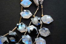 Load image into Gallery viewer, (2/10pc)宝石質 ホワイトラブラドライト ブラックスポット ヘキサゴンシェイプ