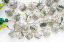 画像をギャラリービューアに読み込む, (2/10pc)グリーンフラワーアゲート ファセット リーフシェイプ