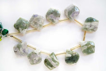 画像をギャラリービューアに読み込む, (2/10pc)グリーンフラワーアゲート ファセット リーフシェイプ