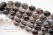Load image into Gallery viewer, (半連/1連)宝石質 ゴールデンシーン ブラックムーンストーン マイクロカット ファセットオーバル