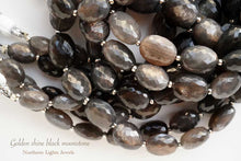 Load image into Gallery viewer, (半連/1連)宝石質 ゴールデンシーン ブラックムーンストーン マイクロカット ファセットオーバル