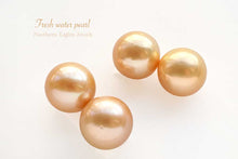 Load image into Gallery viewer, (ペア)上質 淡水パール 片穴 ルース 染ゴールド 有核パール ラウンド