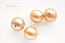 Load image into Gallery viewer, (ペア)上質 淡水パール 片穴 ルース 染ゴールド 有核パール ラウンド
