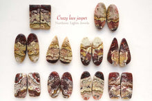 Load image into Gallery viewer, (No.1-48)クレイジーレースジャスパー ペアルース 上部穴あき 裏フラット