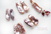 画像をギャラリービューアに読み込む, (No.1-2)高品質 淡水パール 2つ穴 ルース ビワ風 スティック 天然色 モーブピンク パープル