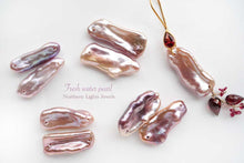 画像をギャラリービューアに読み込む, (No.1-2)高品質 淡水パール 2つ穴 ルース ビワ風 スティック 天然色 モーブピンク パープル