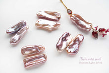 画像をギャラリービューアに読み込む, (No.1-2)高品質 淡水パール 2つ穴 ルース ビワ風 スティック 天然色 モーブピンク パープル