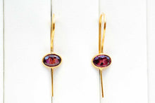 Load image into Gallery viewer, 宝石質 ジェムストーン ロードライトガーネット ヴェルメイユ 銀製+K18GP ピアス 柘榴石