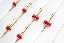 画像をギャラリービューアに読み込む, (No.1-3)宝石質 ジェムストーン サルディーニャ珊瑚 ヴェルメイユ 銀製+K18GP ピアス コーラル