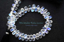 Load image into Gallery viewer, (半連/1連)宝石質 ホワイトラブラドライト レインボームーンストーン ファセットペアシェイプ