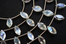 Load image into Gallery viewer, 高品質 ロック・クリスタル+MOP トリプレット ダブルホール マーキス 横穴