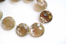 画像をギャラリービューアに読み込む, 高品質 スモーキークォーツ+MOP ラウンド ハンマードカット カボション