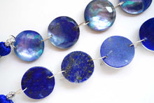 画像をギャラリービューアに読み込む, 高品質 クリスタル+MOP+ラピスラズリ ラウンド ハンマードカット カボション