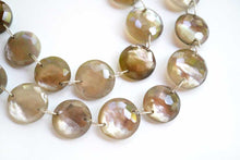 画像をギャラリービューアに読み込む, 高品質 スモーキークォーツ+MOP ラウンド ハンマードカット カボション