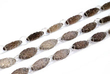 Load image into Gallery viewer, (2pc/1連)宝石質 スモーキークォーツ フラワーカービング マーキス ダブルホール