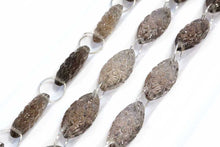 Load image into Gallery viewer, (2pc/1連)宝石質 スモーキークォーツ フラワーカービング マーキス ダブルホール