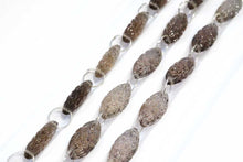 Load image into Gallery viewer, (2pc/1連)宝石質 スモーキークォーツ フラワーカービング マーキス ダブルホール