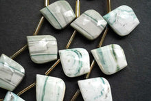 画像をギャラリービューアに読み込む, (2/10pc)グリーンバンデッドオパール ファセット リーフシェイプ