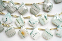 画像をギャラリービューアに読み込む, (2/10pc)グリーンバンデッドオパール ファセット リーフシェイプ