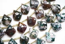 画像をギャラリービューアに読み込む, (グリーン/ブラウンミックス)モスアゲート ファセット リーフシェイプ