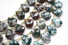 画像をギャラリービューアに読み込む, (グリーン/ブラウンミックス)モスアゲート ファセット リーフシェイプ