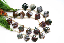 画像をギャラリービューアに読み込む, (グリーン/ブラウンミックス)モスアゲート ファセット リーフシェイプ