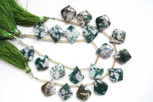 画像をギャラリービューアに読み込む, (グリーン/ブラウンミックス)モスアゲート ファセット リーフシェイプ