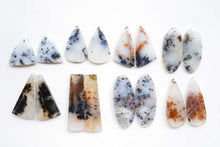 画像をギャラリービューアに読み込む, 8/29(No.23-60/ペア売り)デンドライトアゲート ペアルース 穴あき カボション