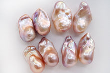画像をギャラリービューアに読み込む, (ペア#27-31)高品質 淡水パール 天然色パープル〜ピンク〜オレンジ オイスターバロック