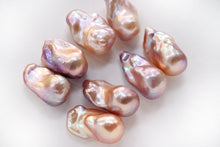 画像をギャラリービューアに読み込む, (ペア#27-31)高品質 淡水パール 天然色パープル〜ピンク〜オレンジ オイスターバロック