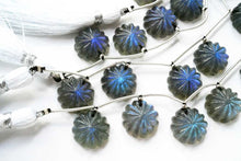 画像をギャラリービューアに読み込む, (2pc/10pc)高品質 ラブラドライト フラワーカービング カボション カービング